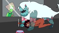 ass_up being_watched bodily_fluids bound bowl cartoon_network connie_maheswaran corrupted_gem cum cum_drip cum_in_pussy cum_inside dripping female female_on_feral feral forced fucked_silly gem_(species) genital_fluids hair hands_tied hi_res human larger_male leash_and_collar looking_at_another male mammal size_difference steven_universe straight unknown_artist young