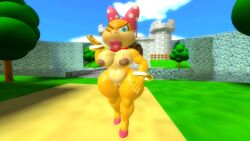 1girls 3d 3d_(artwork) bald bald_female big_breasts big_lips big_thighs blowing_kiss blue_eyes bow bracelet breasts curvy female female_only heels kabalmystic_(style) lips mario_(series) nintendo nipples no_hair one_eye_closed outdoors pearl_necklace pink_bow pink_heels pink_lips polka_dot_bow pussy solo thhypercombine12 thick thick_hips thick_thighs thighs wendy_o._koopa wide_hips yellow_body yellow_skin
