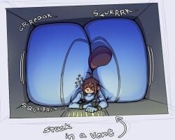 1boy anthro ass ass_focus big_ass bodysuit bottom_heavy bottom_heavy_femboy bubble_butt colossal_ass enormous_ass femboy gigantic_ass huge_ass hyper_ass kk_(kkoart) large_ass male male_only mammal massive_ass metroid solo stuck_in_vent tagme tanuki vent viviofthevoid wide_hips zero_suit_samus_(cosplay)