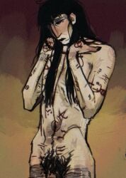 areola areolae armpit_hair armpits artistic artistic_nude bare_arms bare_breasts bare_legs bare_midriff bare_shoulders bare_thighs black_hair blood_on_face blood_splatter blood_stain breasts breasts_out centi_laika clavicle dark_hair dickgirl dickgirl_only engraving fear fear_and_hunger fear_and_hunger:_termina flaccid flaccid_penis flat_chest flat_chested hairy_armpits hips hooked_nose narrow_hips nonsexual nonsexual_nudity nude nude_female nudity pale_skin perky_breasts perky_nipples pubes pubic_hair ribs samarie_(fear_and_hunger) scarification self_harm_scars skinny small_breasts solo solo_female tasteful tasteful_nudity tiny_breasts tiny_waist trans_woman transfem transgender transgender_woman