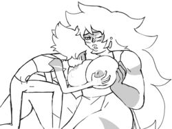 breastfeeding breasts cheekers female female_only gem_(species) jasper_(steven_universe) lactation milk muscular_female skinny_jasper steven_universe