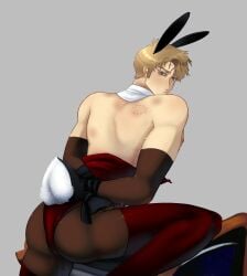 after_sex bite blonde_hair blush bunny_boy bunny_ears bunny_tail bunnysuit friday_the_13th friday_the_13th:_the_game gay grey_background tommy_jarvis