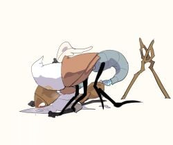 2025 6_limbs anthro armor arthropod arthropod_abdomen arthropod_abdomen_genitalia arthropod_abdomen_penis black_arms black_legs blue_body blue_penis blush bodily_fluids breath bronze_armor cloak clothing cum cum_drip cum_from_vagina cum_in_vagina cum_inside cum_on_penis cum_puddle dripping duo feather_tuft feathers female female_penetrated fist from_behind_position genital_fluids genitals hi_res hollow_knight:_silksong hollow_knight_(franchise) insects jockey_position lying machine male male/female male_penetrating male_penetrating_female metallic_body nonbinary_(lore) on_front oxide_cat penetration penile penile_penetration penis penis_in_vagina pinned pinned_arms pinned_to_ground prone_bone_position reed_(hollow_knight:_silksong) robot robot_anthro second_sentinel sex shaded simple_background simple_shading sword_on_ground team_cherry tears tuft vaginal_penetration white_background white_body white_cloak white_clothing white_eyes white_feathers white_mask yellow_body yellow_head