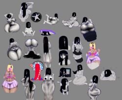 absurd_res armpit_hair bimbo chibi collage evil_container feet ghost_girl gyaru huge_ass huge_breasts kuromi pubic_hair ringu updated_art wendy's work_in_progress yamamura_sadako