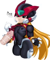 2boys android capcom femboy male_only mega_man mega_man_zero navel nipples penis riso robot thick_thighs thighs yaoi zero_(mega_man)