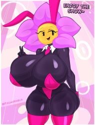 1girls ass battle_for_bfdi battle_for_dream_island bfb bfdi big_ass big_breasts big_butt black_eyes boobs_bigger_than_head breasts breasts_bigger_than_head bunny_costume bunny_ears bunnygirl bunnysuit flower flower_(bfdi) fromariels hyper hyper_breasts mob_face non-human not_furry object_show object_show_community object_shows
