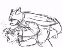 4:3 animated anthro aroused asphyxiation breath cape cape_only choking clothing dungeonhound duo heart_symbol loop low_res male male/male moan mostly_nude panting plap rough_sex sex