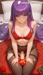 1futa 2026 ai_assisted ai_generated anime artist_name bed bed_sheet black_rose blush bra breasts bust explicit falling_petals fern_(sousou_no_frieren) flower frieren_beyond_journey's_end futanari gift gift_box hi_res high_quality high_resolution highres long_hair on_bed pantyhose patreon patreon_username penis petals pillow purple_hair red_flower red_rose rose rose_petals sousou_no_frieren stable_diffusion torn_clothes torn_dress torn_legwear tsukoneko underwear valentine's_day watermark