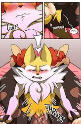 anthro blush bodily_fluids braixen comic comic_page duo female female_penetrated generation_4_pokemon generation_6_pokemon genital_fluids genitals hi_res keluturtle kingbriarturtle knot lopunny male male_penetrating male_penetrating_female mega_evolution mega_lopunny nintendo penetration penis pokémon_(species) pokemon pokemon_(species) porn_studio pussy sex simple_background straight vaginal_penetration video_games