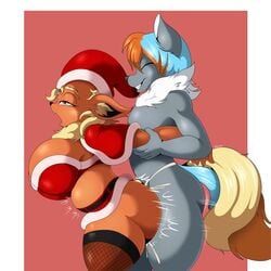 1:1 2021 anthro big_breasts breasts christmas christmas_clothing christmas_headwear closed_eyes clothing duo eeveelution female female_penetrated flareon flarita furry hair hat headgear headwear hi_res holidays huge_breasts inner_ear_fluff legwear male male_penetrating male_penetrating_female nintendo open_mouth penetration pokémon_(species) pokemon santa_hat sex side_view signature straight suirano tuft video_games