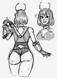 ? ass ass_bigger_than_head ass_focus black_and_white guardians_of_the_galaxy knavyknight mantis_(galactic_gladiator) mantis_(marvel) mantis_(marvel_rivals) marvel marvel_rivals monochrome oiled oiled_skin