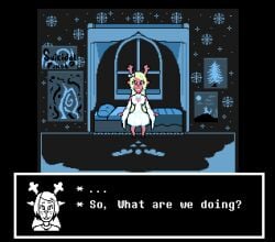 animated bed bedroom breasts deer deltarune deltarune_chapter_2 dialogue digital_media_(artwork) female_only furry noelle_holiday pixel_art pov suicidalpixel
