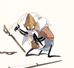 2025 anthro armor arthropod arthropod_abdomen arthropod_abdomen_genitalia arthropod_abdomen_penis arthropod_webbing black_arms black_legs blue_body blue_penis blush bodily_fluids bottomless bottomless_anthro bound bronze_armor caressing_face cloak clothed clothing cum cum_inside digital_media_(artwork) duo feather_tuft feathers female female_penetrated genital_fluids genitals hands_tied hi_res hollow_knight:_silksong hollow_knight_(franchise) insects kneeling kneeling_sex leg_glider_position machine male male/female male_penetrating male_penetrating_female male_raping_female melee_weapon metallic_body nonbinary_(lore) oxide_cat penetration penile penile_penetration penis penis_in_vagina raised_leg reed_(hollow_knight:_silksong) robot robot_anthro second_sentinel sex shaded simple_background simple_shading sweat sweatdrop sword sword_on_ground team_cherry tuft vaginal_penetration violin_bow weapon web_bondage white_background white_body white_cloak white_clothing white_eyes white_feathers white_mask yellow_body yellow_head