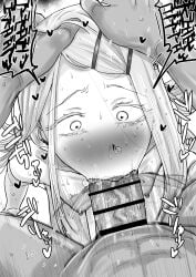 1boy 1girls absurdres adult_and_teenager adult_on_young age_difference bar_censor blonde_eyelashes blonde_hair blowjob blush censored commentary_request cute deepthroat eye_contact female gakuen_idolmaster greyscale hair_clips hair_ornament hairclip head_grab heart highres idolmaster innocent irrumatio kaiman_garupan light-skinned_female long_hair monochrome motion_lines older_on_younger oral orange_eyes pale-skinned_female penis petite pov shinosawa_hiro skinny slim straight teenager throat_fuck throat_pounding young