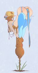 1girls blonde_hair bondage bound bound_ankles bound_hands bound_neck bound_wrists chippes collar female female_only femsub human_trophy metal_collar posture_collar princess_zelda revealing_clothes stationary_restraints steel_bondage thighhighs