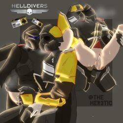 cum_in_pussy fingering fingers helldivers_2 masked_female masked_male vaginal_penetration