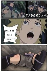 1girls 5boys anime bare_thighs beauty_mark black_gloves blonde_hair blush breasts brown_hair busty chinese_dress cleavage clothed clothing damaged_clothes defeated destroyed_clothing exposed_breasts fan female female_only fingerless_gloves forest fully_clothed gloves golden_ouken green_eyes hi_res high_resolution highres hips jacket japanese_clothes kimono light-skinned_female light_skin lips looking_at_viewer makeup multiple_boys naruto naruto_(series) naruto_shippuden outdoors pale-skinned_female pale_skin pinup pose rasengan sarutobi_konohamaru scarf shadow_clone_jutsu shounen_jump shueisha solo solo_female speech_bubble standing temari text thick_thighs thighs tied_hair torn_clothes twintails very_high_resolution weapon weekly_shonen_jump wide_hips yukata