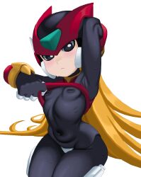 1boy android capcom femboy male_only mega_man mega_man_zero navel nipples riso robot thick_thighs thighs zero_(mega_man)