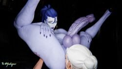 3d amelie_lacroix ashe_(overwatch) big_balls big_penis earrings elizabeth_caledonia_ashe futa_on_futa futa_only futanari overwatch overwatch_2 rimming veiny_penis widowmaker yeetiques