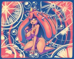 2022 5:4 5_fingers alternate_color areola big_breasts biped breasts digital_media_(artwork) english_text eyebrows eyelashes female fingers generation_7_pokemon hi_res humanoid latiar lips mareanie nintendo nipples nude number open_mouth pokemon pokemon_(species) pokemorph pseudo_hair sharp_teeth signature solo teeth text tongue yellow_sclera