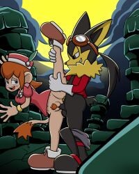 against_rock anonymous_artist bad_boy bandai_namco commission grabbing_leg guntz klonoa_(series) lolo_(klonoa) monkey_girl namco night_sky outdoor_sex partially_clothed pubes ruins standing_sex vaginal_penetration wolf