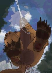 anthro blood crush death ejaculation futanari giantess herm intersex large_ass large_breasts macro masturbation paws wide_hips