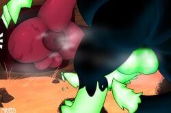 anthro anus artificer_(rain_world) ass balls big_balls big_butt bioluminescence bodily_fluids duo genital_fluids genitals glowing glowing_balls glowing_genitalia glowing_penis green_lizard_(rain_world) huge_butt imminent_sex leaking_precum lizard_(rain_world) male male/male mister_redintong musk musk_cloud penis precum puffy_anus rain_world rear_focus rear_view scar size_difference slugcat spiked_penis spiked_tail spikes spikes_(anatomy) stuck sweat sweaty_butt tail unusual_bodily_fluids unusual_genital_fluids unusual_precum videocult