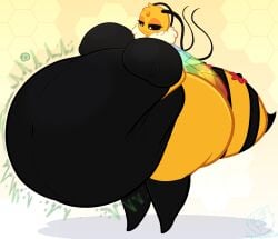 2026 absurd_res accessory antennae_(anatomy) anthro arthropod arthropod_abdomen artist_logo ass bee belly big_belly big_breasts big_butt biped black_body black_sclera breasts bug_fables digital_drawing_(artwork) digital_media_(artwork) eyelashes fatal_vore featureless_feet feet female female_pred front_view hand_on_belly hi_res huge_belly huge_breasts huge_butt huge_thighs hymenopteran insect_wings insects lapizacuario leg_markings logo looking_down markings moonsprout_games motion_lines multicolored_body narrowed_eyes navel neck_tuft nipples non-mammal_breasts nude nude_female queen_bianca queen_bianca_(bug_fables) rumbling_stomach simple_background skull_symbol socks_(marking) solo standing stinger thick_thighs translucent tuft two_tone_body vore white_eyes wide_hips wings yellow_body