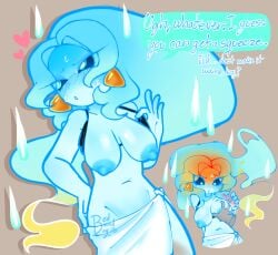 bedboundboy blush boobs_out breasts colored connie_(dandy's_world) dandy's_world embarrassed_female ghost ghost_girl partially_clothed self_upload shaded solo_female tagme