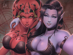 aria_bal bethesda_softworks big_boobs blue_skin collar darth_talon elf elf_ears female pointy_ears red_skin skyrim star_wars the_elder_scrolls twi'lek