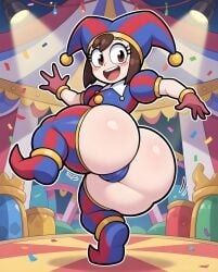 1girls ai_generated back_view big_ass big_butt brasil_louco bubble_ass bubble_butt circus female female_only full_body fully_clothed glitch_productions jester jester_costume jester_hat jester_outfit looking_back pomni pomni_(tadc) pomni_(the_amazing_digital_circus) seductive seductive_look seductive_smile shortstack solo solo_female solo_focus tagme the_amazing_digital_circus