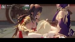 1boy 2girls 3d 3d_(artwork) 3d_animation aether_(genshin_impact) akt animated arms_behind_head ass_out assertive_female bare_ass bare_breasts bondage candace_(genshin_impact) cowgirl_position dehya_(genshin_impact) dominant_female eye_contact female_on_top female_penetrated ffm_threesome forced genshin_impact group_sex nude_male_clothed_female nude_male_partially_clothed_female partially_clothed pinned_down reverse_rape riding riding_penis sound staring_at_another staring_at_partner tagme threesome tied_up tits_out video watching_sex