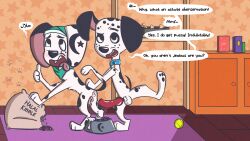 101_dalmatian_street 101_dalmatians after_sex ahe_gao animal_genitalia animal_penis animal_vulva anus balls black_nose blush bodily_fluids canid canine canine_genitalia canine_penis canine_vulva canis clothing collar cum cum_in_vagina cum_inside dalmatian dawkins_(101_dalmatians) dialogue disney domestic_dog duo female feral genital_fluids genitals headgear headwear hi_res hijab kibble looking_pleasured male male/female mammal penis religious_clothing religious_headwear soggygoat spots talking_feral text tongue tongue_out