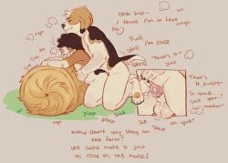andromorph andromorph/male anthro beagle belly_grab bodily_fluids canid canine canis claws close_up_panel closed_eyes cum cum_drip cum_in_vagina cum_inside cum_on_own_penis cum_on_penis cum_on_self dipstick_ears domestic_dog dripping duo ear_markings english_text finger_claws finger_in_mouth floppy_ears genital_fluids genitals gloves_(marking) hair hair_over_eyes hay hay_bale hi_res hunting_dog intersex intersex/male knot knotted_penis leaning leaning_forward male mammal markings multicolored_ears narrowed_eyebrows nude penetration penile penile_penetration penis penis_in_vagina scent_hound sex shiloh_(shipupp) shipupp simple_background sound_effects tan_background text vaginal_penetration