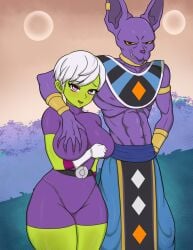 artist_request beerus cheelai dragon_ball grabbing grabbing_from_behind groping tagme thicc thick_ass thick_thighs