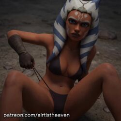 ahsoka_tano ai_generated airtist alien alien_girl alien_humanoid animated artist_name athletic bikini bikini_bottom bikini_top blue_eyes bra clone_wars close-up close_up closeup female female_only fit high_resolution highres jedi jedi_padawan looking_at_viewer orange_body panties patreon sitting sitting_down sitting_on_floor star_wars star_wars:_ahsoka tagme thong togruta underwear video