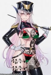 ai_generated basicallynomore blacked chained_soldier female looking_at_viewer pan-african_flag_bikini pan_african_colors pubic_tattoo qos qos_tattoo queen_of_spades queen_of_spades_symbol queen_of_spades_tattoo tattoo tattoos uzen_kyouka