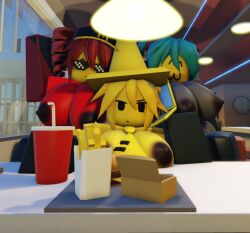 3d 3girls akita_neru areolae big_breasts breasts fanloid female female_only hatsune_miku indoors kasane_teto nipples nude roblox roblox_game robloxian tagme thighs totallynotv triple_baka_(vocaloid) utau vendy_naut vocaloid