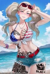 ai_generated anime ann_takamaki basicallynomore blacked female looking_at_viewer persona persona_5 pubic_tattoo qos qos_tattoo queen_of_spades queen_of_spades_symbol queen_of_spades_tattoo tattoo tattoos white_skin