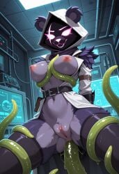 ai_generated anal anal_sex anthro breasts_out fortnite furry furry_female furry_only highres hospital liwih nipples nurse pussy raven_team_leader restrained rolling_eyes sex solo tagme tentacle tentacle_sex tentacles_around_breasts thighhighs