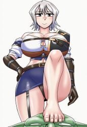 1boy ai_generated anxiousdangero banamei feet female goblin monster reiri stepped_on toes