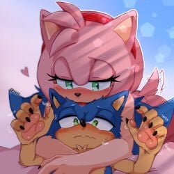 1boy1girl alternate_version_available amy_rose anthro anthro_on_anthro anthro_only claws cleaning cute domestic erection furry furry_only hard_on licking naked pawpads purring riinity sonic_(series) sonic_the_hedgehog sonic_the_hedgehog_(series) straight tailwag wagging_tail