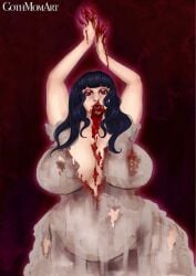 blood chubby_belly chubby_female dark_hair digital_media_(artwork) digital_painting_(artwork) female female_only gore gothmomart light-skinned_female vampire vampire_girl voluptuous_female wide_hips