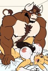 1boy1girl ai_generated big_muscles furry furry_female furry_male furry_only gay_to_bisexual gay_to_straight gay_with_woman heterosexual himbotiger kemono muscle_fetish muscular muscular_male omyurice_(style) paizuri renamon straight straight_sex tyson_(omyurice)