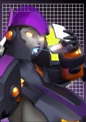 2026 3d 3d_(artwork) 3d_render big_breasts covered_nipples cybertronian female masked_female nightbird_(transformers) purple_lipstick soundpunk501 transformers transformers_rise_of_the_beasts yellow_eyes
