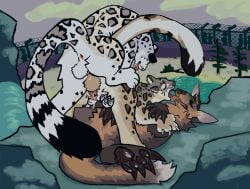 animal_genitalia animal_penis anthro anthro_on_feral anus ass balls blush bodily_fluids closed_eyes cum dipstick_tail enclosure erection felid feline_genitalia feline_penis female feral finger_fuck fingering fingering_self fur genital_fluids genitals group group_sex guncht hair kissing korwin licking_tongue lying male mammal markings masturbation nude on_back open_mouth pantherine pawpads paws penetration penile_spines penis saliva saliva_string sex smile snow_leopard tail tail_markings threesome tongue tongue_out trio urine urine_on_face vaginal_fluids vaginal_masturbation vaginal_penetration vulva zoophilia