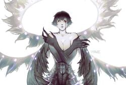 1girls arms_crossed arms_crossed_over_breasts artemis_(devil_may_cry) big_breasts black_hair black_sclera breasts capcom cleavage corruption covering_breasts crying crying_with_eyes_open demon demon_girl demon_wings devil_may_cry devil_may_cry_5 dmbakura enemy_conversion eyes eyes_on_wings female female_focus female_only functionally_nude functionally_nude_female glowing_eyes glowing_genitalia green_eyes heterochromia lady_(devil_may_cry) large_breasts long_fingernails mermaid mermaid_tail monster_girl red_eyes scar scar_on_face short_hair solo solo_female solo_focus tears thick_thighs thighs transformation wings wolf_cut