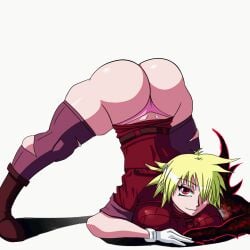 1girls animated big_ass big_breasts blonde_hair hellsing hellsing_ultimate indievamp jack-o_pose military_uniform panties_aside red_eyes seras_victoria thick_thighs vampire