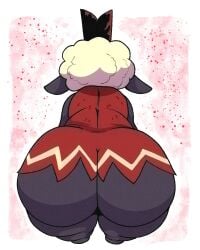 anthro ass big_butt bovid butt_focus caprine crown cult_of_the_lamb fur furryonline1 grey_body grey_fur headgear hi_res lamb_(cult_of_the_lamb) male mammal massive_monster_(studio) red_crown_(cult_of_the_lamb) sheep solo thick_thighs