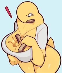 2d 2d_(artwork) 2d_artwork anthro anthro_female anthro_focus anthro_only ass_bigger_than_head asscheeks beak big_breasts big_cleavage bird bottomless breasts breasts_bigger_than_head butt_bigger_than_head chocolate cleavage closed_eyes digital digital_art digital_drawing digital_drawing_(artwork) digital_media digital_media_(artwork) dropped_food exclamation_mark exclamation_sign eyelashes feather_hands feathered_arms feathers female female_anthro female_focus female_only food_on_breasts hand_on_breast hand_under_breasts pantless peeps semi_naked semi_nude small_tail smiling surprised surprised_expression tail tall_anthro tall_female thick thick_ass thick_legs thick_thighs tight_clothing tight_shirt vattarena white_shirt yellow_body yellow_feathers